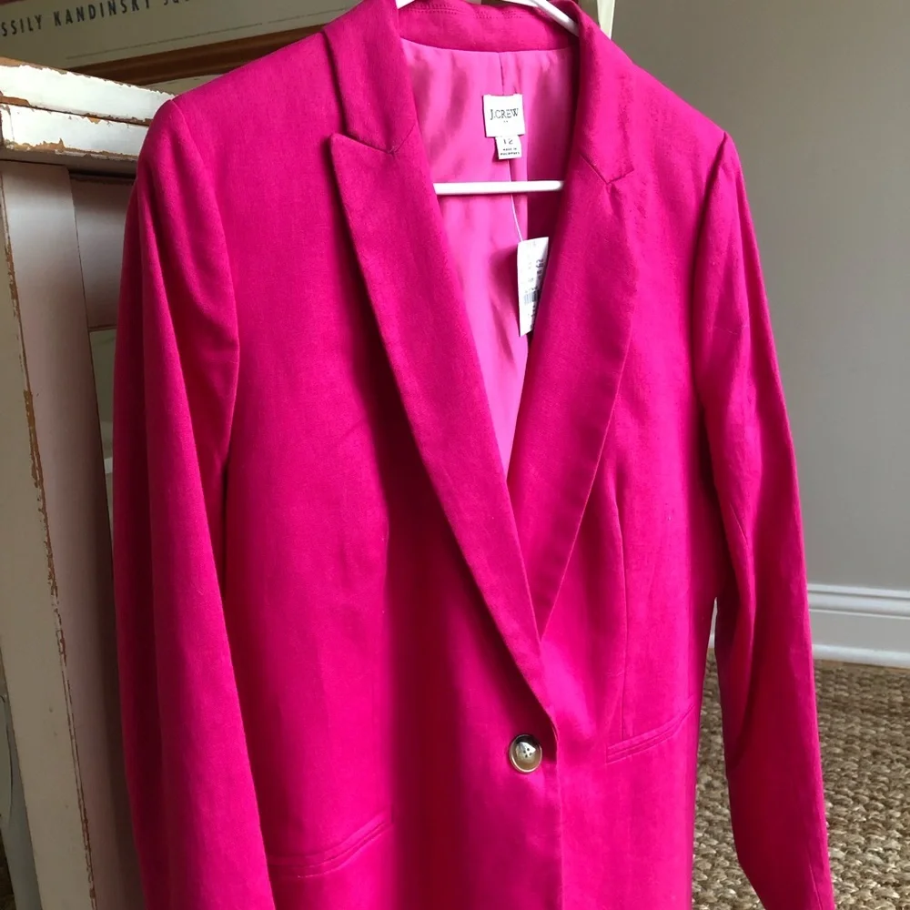 New w Tag: J Crew Linen Blend One Button Blazer. Size 12